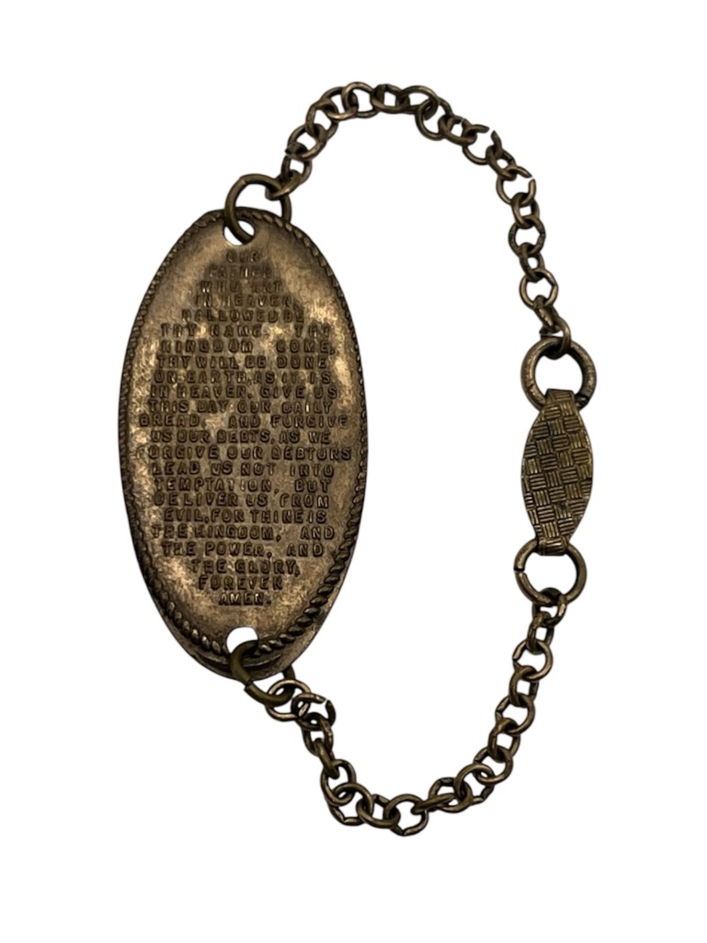 Catholic Religious Flattened Penny Souvenir THE LORD'S PRAYER vintage bracelet